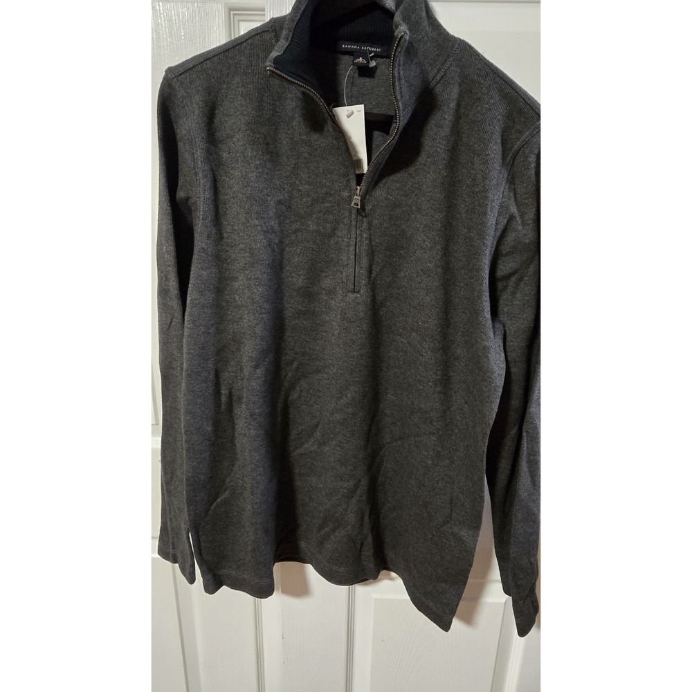 Banana Republic Men's Gray Merino Wool 1/4 Zip Waffle Knit Sweater Sz S NWT